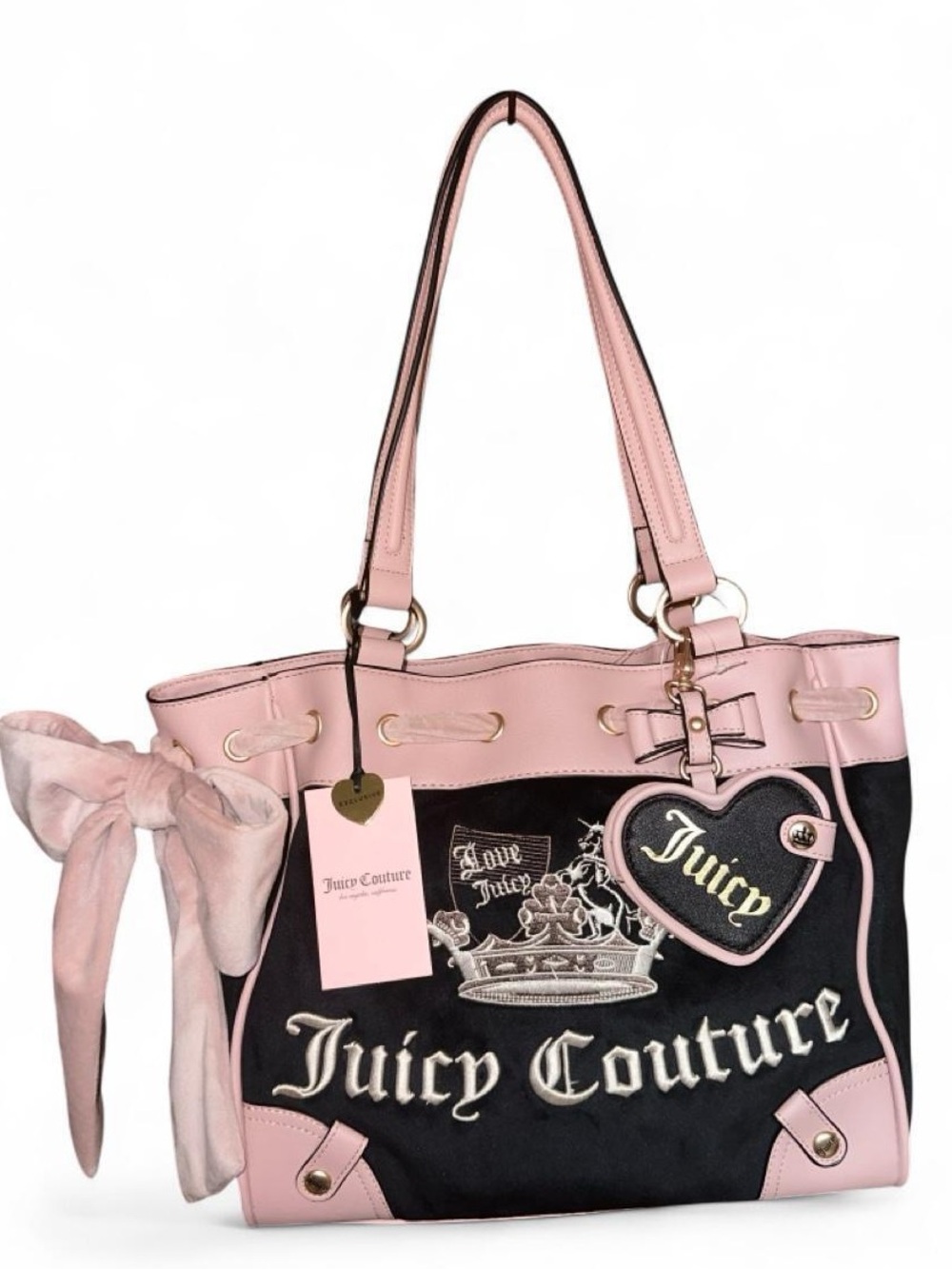 Juicy Couture “Juicy Crown Tote” Daydreamer Bag, black/pink
